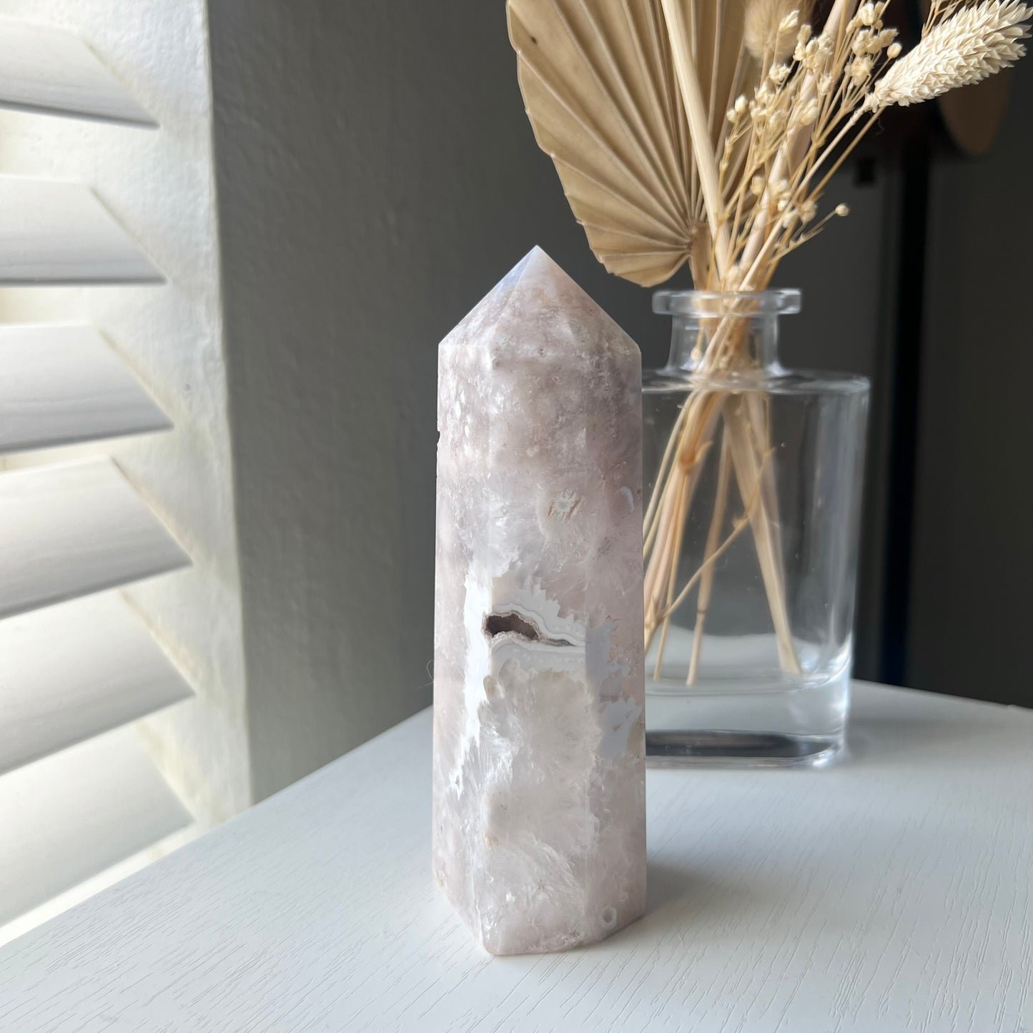 PINK AMETHYST FLOWER AGATE TOWER