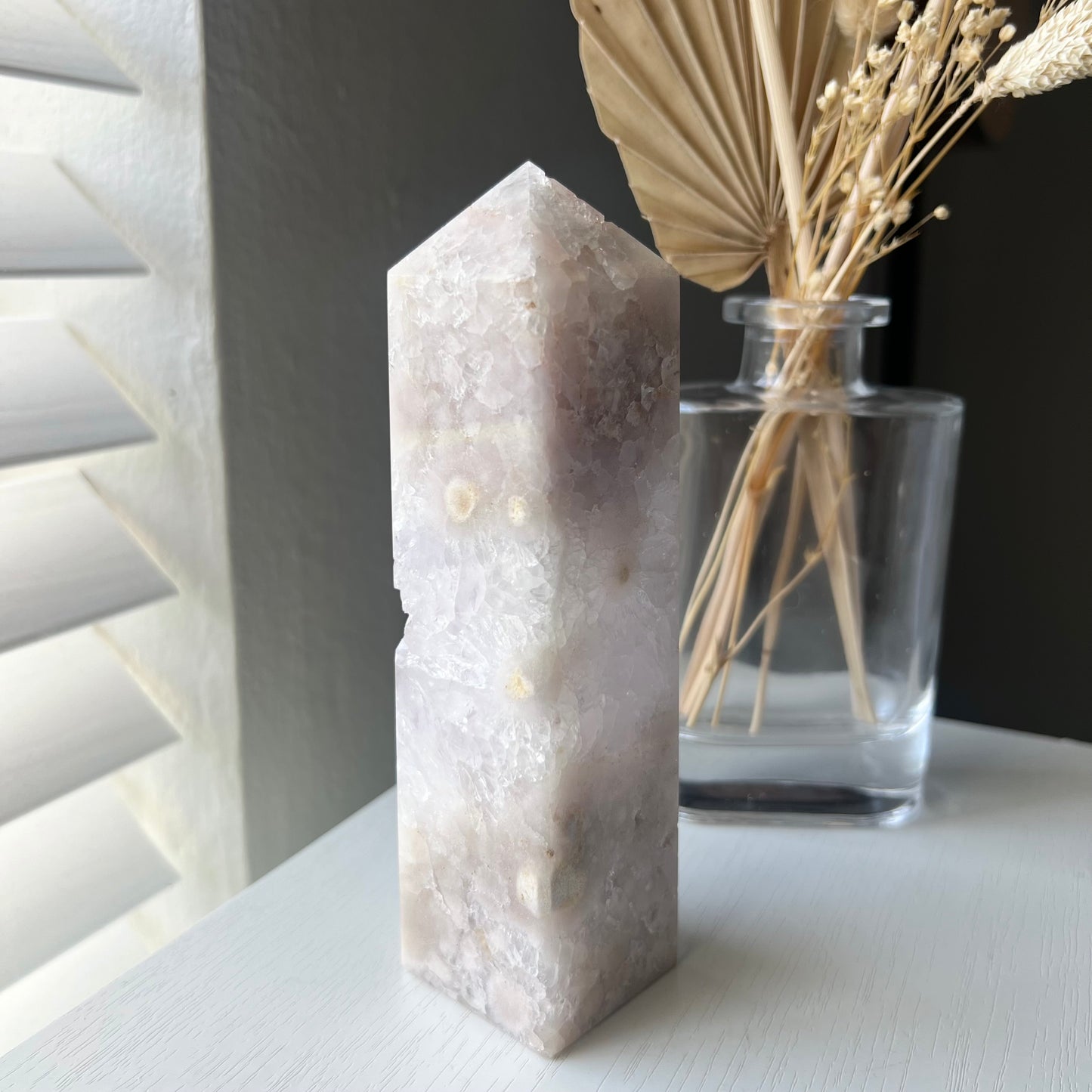 PINK AMETHYST FLOWER AGATE TOWER