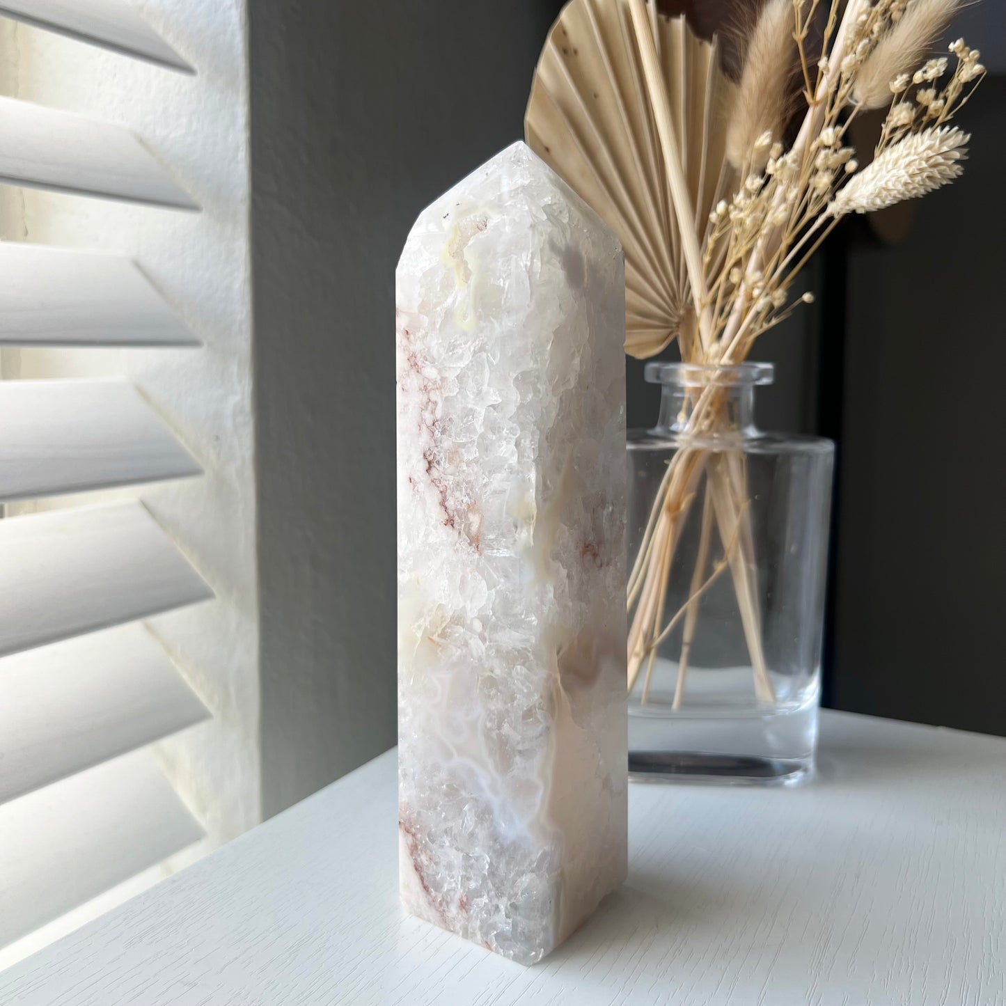 PINK AMETHYST FLOWER AGATE TOWER