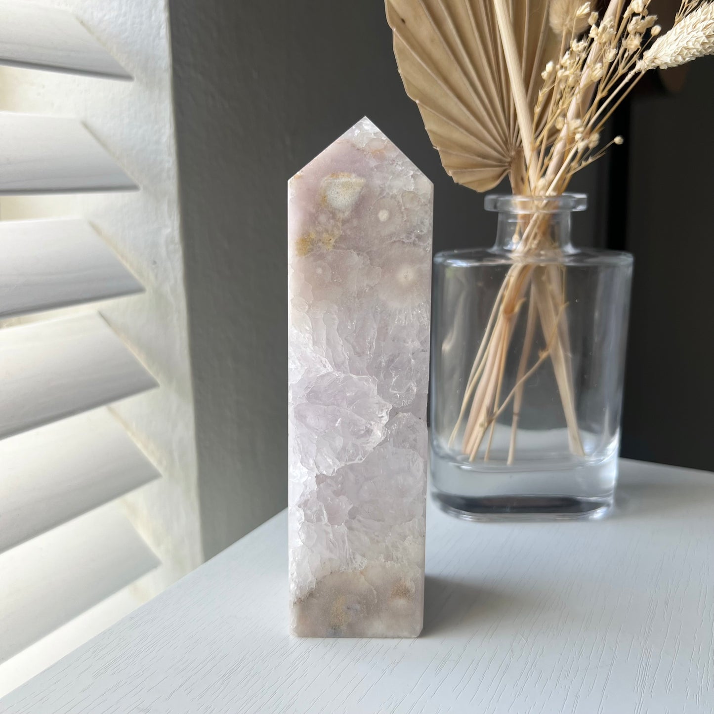 PINK AMETHYST FLOWER AGATE TOWER