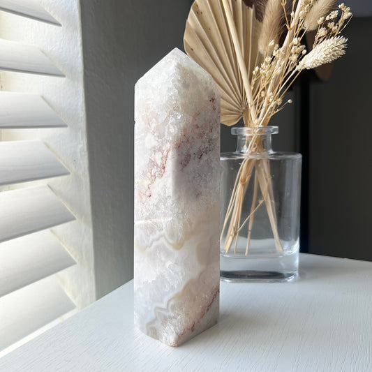 PINK AMETHYST FLOWER AGATE TOWER