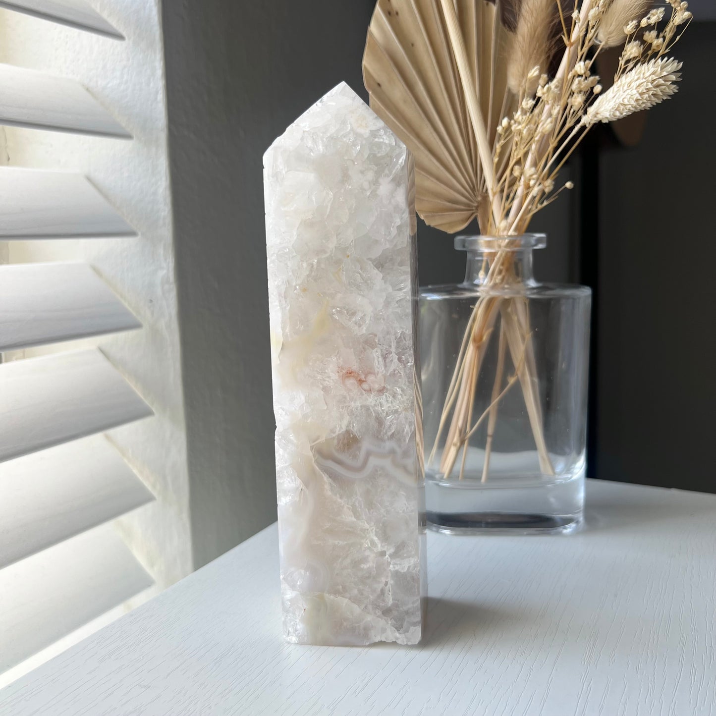 PINK AMETHYST FLOWER AGATE TOWER