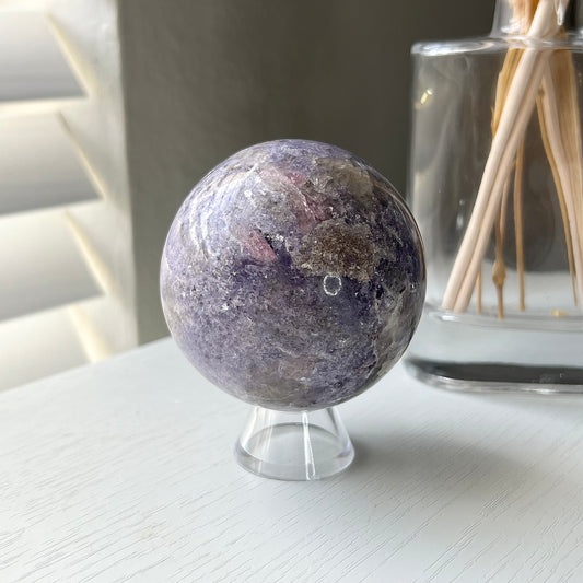 LEPIDOLITE SPHERE - PINK TOURMALINE INCLUSION