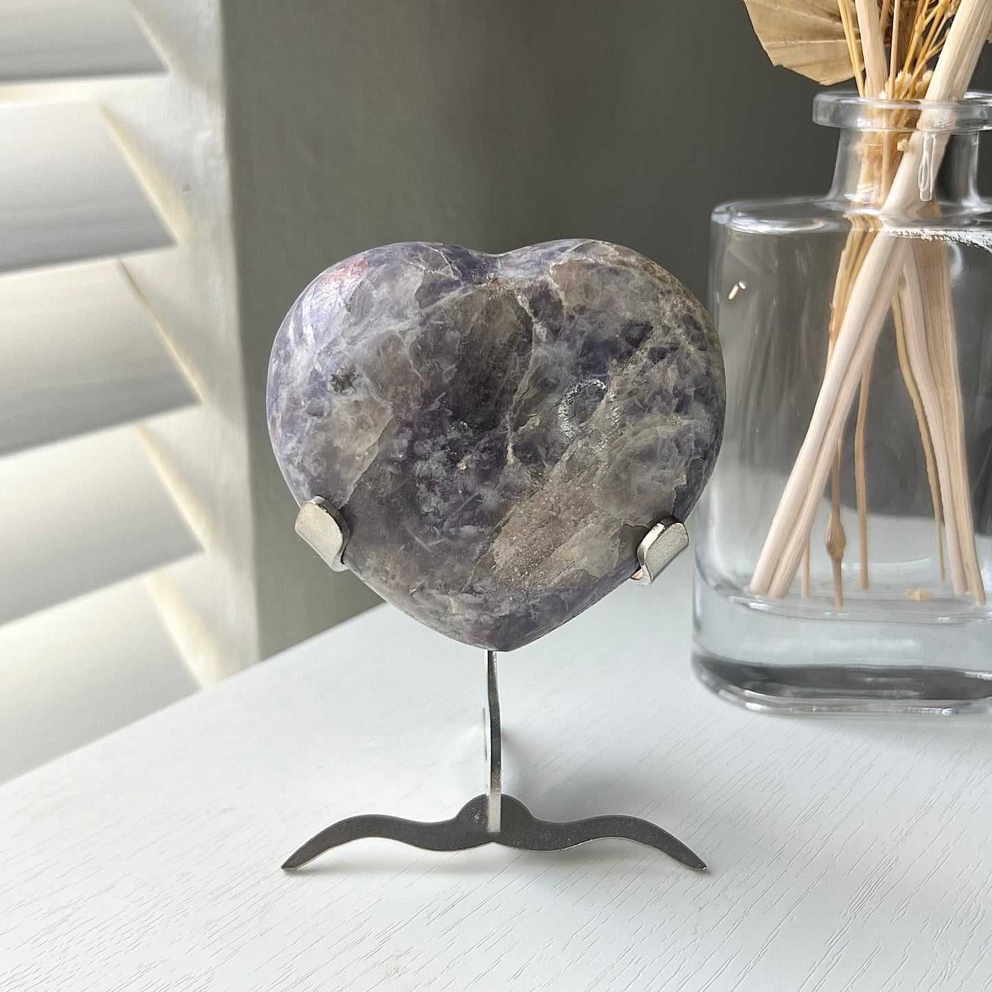 LEPIDOLITE HEART - PINK & BLACK TOURMALINE INCLUSION