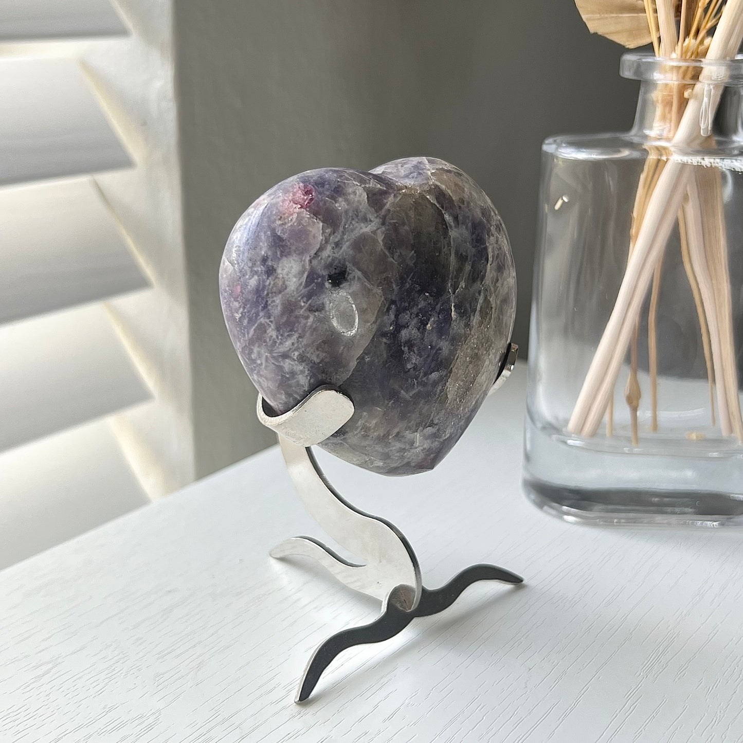 LEPIDOLITE HEART - PINK & BLACK TOURMALINE INCLUSION