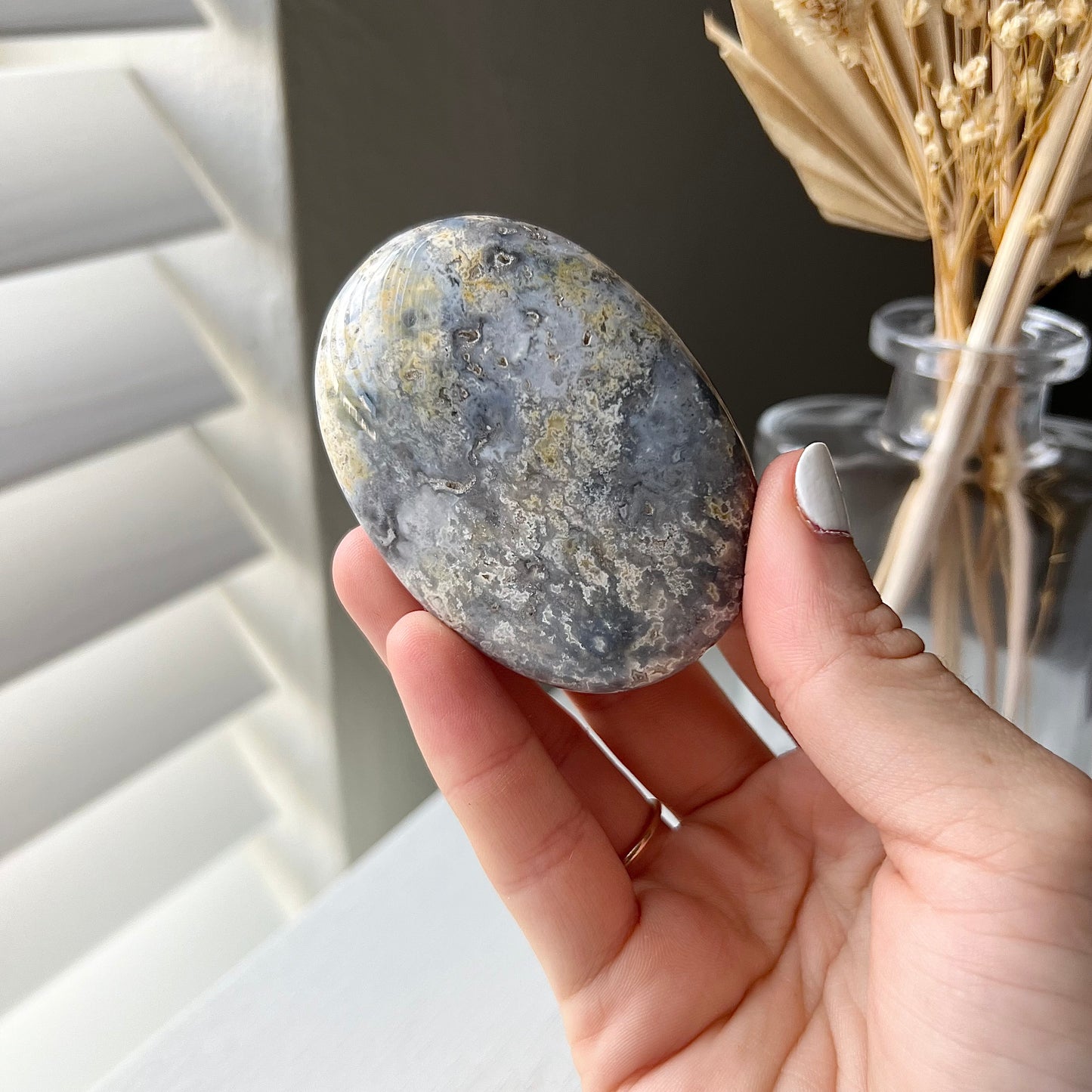 BLUE MOSS AGATE PALM